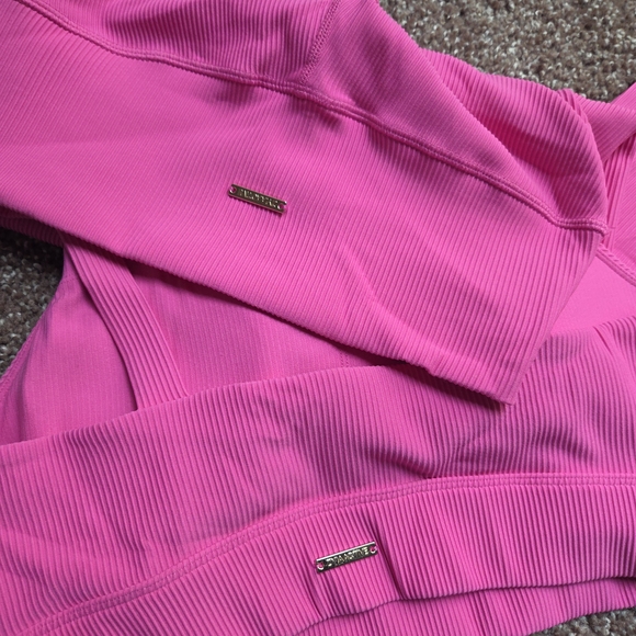 Active USA Fuchsia Ribbed Activewear Set - Picture 2 of 3
